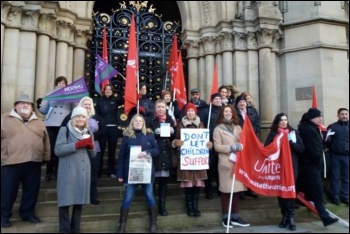 Protesting against cuts to Bradford children's centre, photo by Bradford Socialist Party