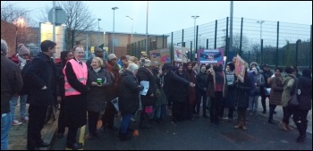 Teachers striking against academisation at Cumberland School, Newham, 9.1.17, photo by James Ivens