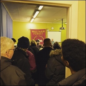 Residents queue out the door at Waltham Forest monster block meeting, photo Ben Robinson