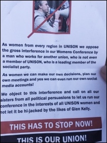 The leaflet circulated at Unison women's conference