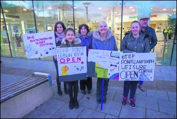 Protest outside Caerphilly council offices to save Pont Leisure Centre
