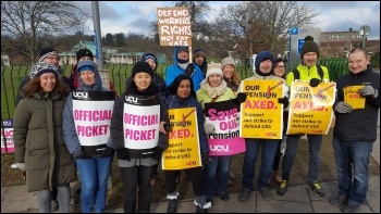 UCU strikers during the pensions dispute, 27.2.2018, photo Gary Freeman