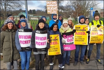 Striking lecturers at the University of Nottingham, 27.2.18, photo by Gary Freeman