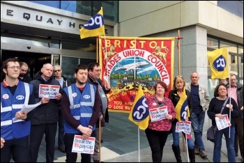 PCS members in Bristol demonstrating against the government's pay cap