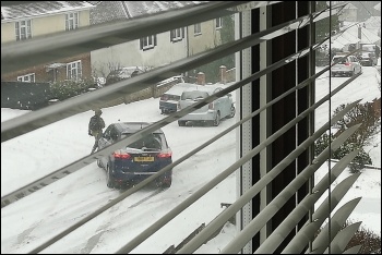 Bosses forced workers to come in despite dangerous roads - causing multiple accidents, photo by Bea Gardner