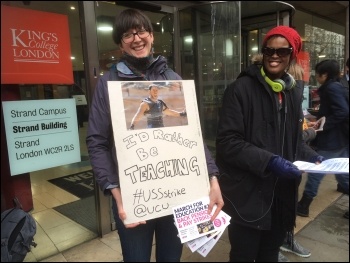 Lecturer picketing, London 12.3.18, photo by Paula Mitchell Lecturer picketing, London 12.3.18, photo by Paula Mitchell