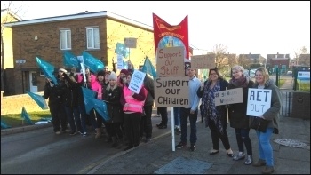 St Helens school strike, Barnsley, 21.3.18, photo A Tice