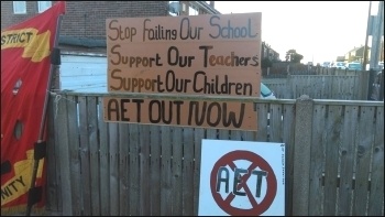 St Helens school strike, Barnsley, 21.3.18, photo by A Tice