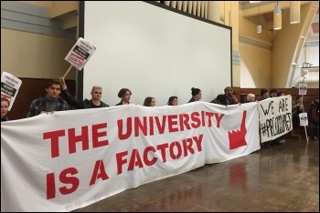 Goldsmiths students occupying in support of university workers' pension strikes, photo by Goldsmiths Socialist Students