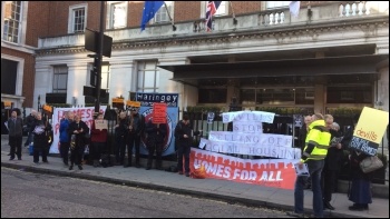 London tenants and workers protest against a social housing auction, photo Helen Pattison
