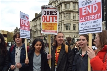 Young people protesting on budget day, November 2017