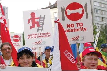 No worker in Britain, the EU or anywhere else should be made to pay for the bosses' economic and political crisis, photo by Paul Mattsson