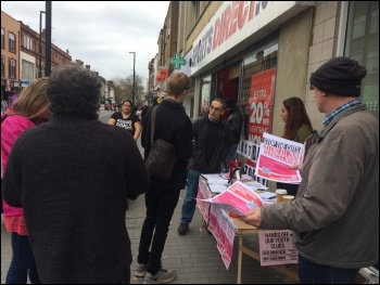 TUSC campaign stall in Hounslow, photo Helen Pattison