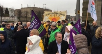 Trade union protest at West Dunbartonshire council meeting