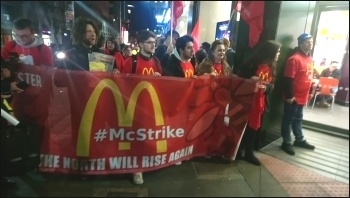 McDonald's strike, 1.5.18, Manchester, photo by B Heagney