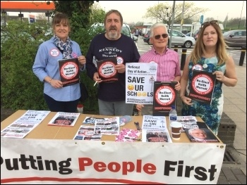 TUSC May 2018 campaigning, Keith Morrell second-right