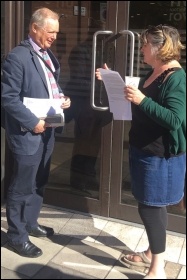 Campaigning outside C&R, 9.5.18, photo by Save Our Square