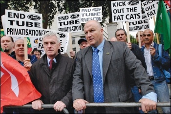 John McDonnell and the late Bob Crow marching for public ownership - but what kind? photo by Paul Mattsson