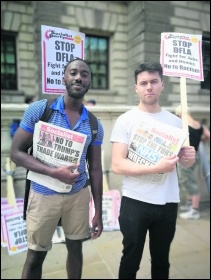 Socialist Party members on the anti-'Free Tommy Robinson' demo 9 June, photo London Socialist Party, photo London Socialist Party