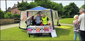 Socialist Party stall at the Hull 'Engage for Change' event, photo Paul Spooner Socialist Party stall at the Hull 'Engage for Change' event, photo Paul Spooner