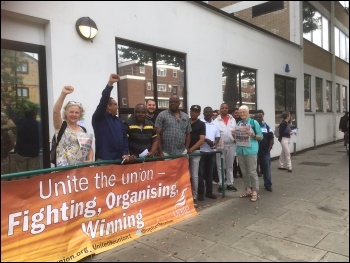 Hackney traffic wardens strike 10 July, photo London Socialist Party