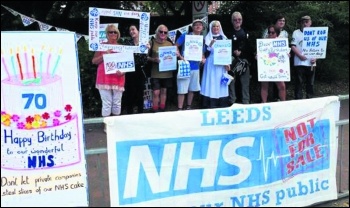 Leeds NHS 70th anniversary protest, photo Leeds KONP