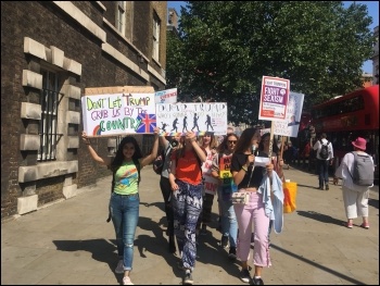 School students marching against Trump, 13.7.18, London, photo by S Wrack