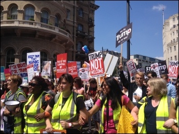 A women's march against Trump also began in Portland Place earlier in the day