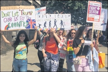 London school students marching against Trump, 13.7.18, photo by Sarah Wrack