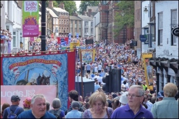 Part of the Durham Miners' Gala march, 14.7.18, photo by Jane Nellist Part of the Durham Miners' Gala march, 14.7.18, photo by Jane Nellist
