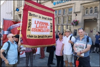 Some of the Liverpool 47 socialist Labour councillors at the Durham Miners Gala, 14.7.18, photo Dave Nellist