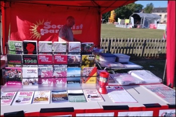 The Socialist Party stall at the Durham Miners' Gala, 14.7.18, photo by Elaine Brunskill The Socialist Party stall at the Durham Miners' Gala, 14.7.18, photo by Elaine Brunskill