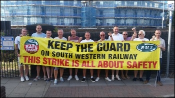 Striking RMT guards at Fratton, Portsmouth, photo RMT