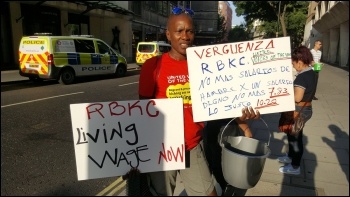 United Voices of the World strike at Kensington and Chelsea council 7 August, photo Rob Williams