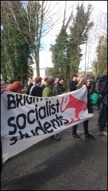 Brighton Socialist Students including Connor (right) marching in solidarity with UCU pensions strike, photo Brighton Socialist Party
