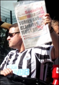 Protesting outside Sports Direct in Newcastle, August 2018, photo Elaine Brunskill