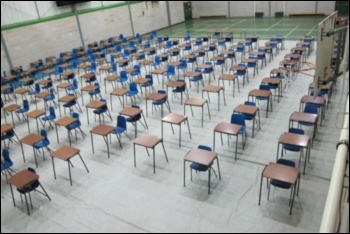 Exam halls sat empty this year as A-level results are decided using predicted grades, photo David Hawgood/CC