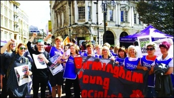 Socialist Party members in solidarity with striking home care workers, photo Kristian O'Sullivan