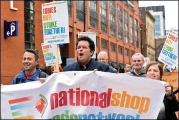 Marching to TUC congress after the NSSN rally, 9.9.18, photo by Mary Finch