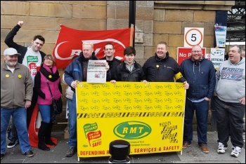 Striking RMT members, photo by Socialist Party