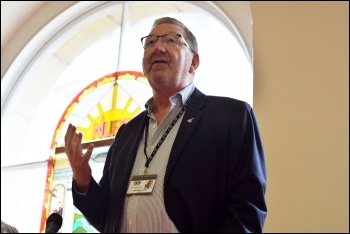 Len McCluskey, NSSN rally Sept 2018, photo Mary Finch