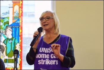 Birmingham homecare worker Mandy, NSSN rally Sept 2018, photo Mary Finch