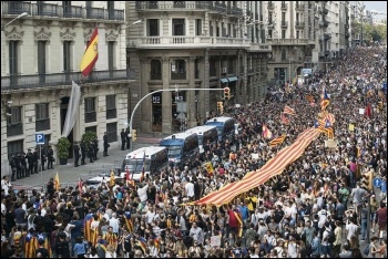 Catalonia's general strike in defence on the independence vote, 3.10.17, photo Robert Bonet/CC