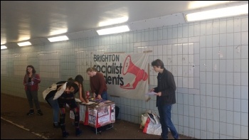 Sussex University Socialist Students freshers campaign stall 19 September 2018, photo Scott Jones