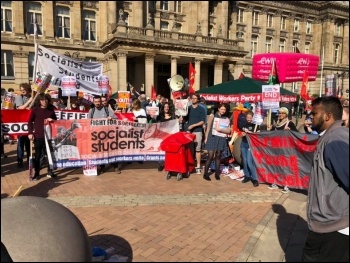 Socialist Party contingent at the Tories Out demo in Birmingham 29 September 2018, photo Len Shail
