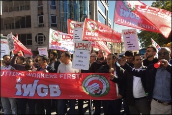 Uber drivers on strike on 9 October - part of a new wave of workers fighting back, photo by Paula Mitchell