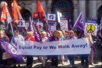 Glasgow council workers protesting for pay equality, photo Glasgow City Unison