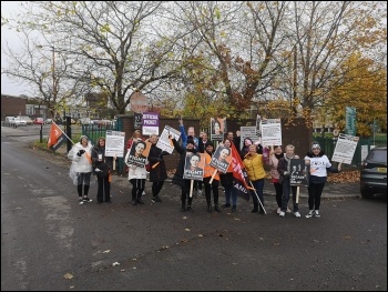 Strikers picket a refuse depot, photo Matt Dobson