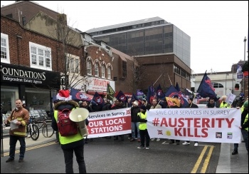 Woking anti-austerity protest, Dec 2018, photo by Helen Couchman