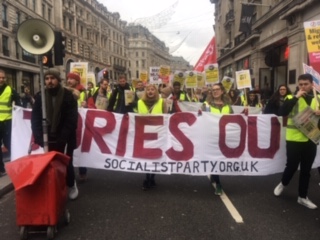 Socialist Party members on  the PA anti-austerity march, 12.1.19, photo S. Wrack